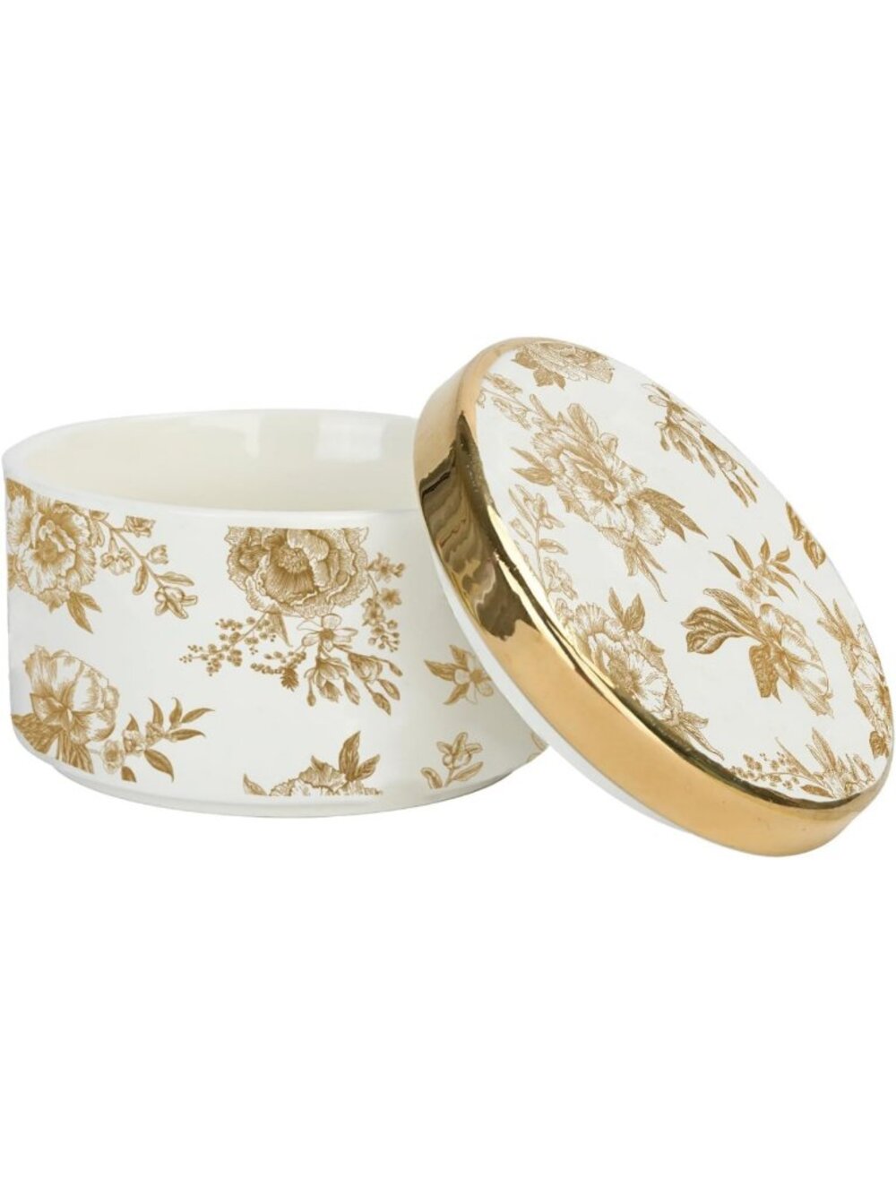 Elegant Gold Round Trinket Box - Jewelry Storage for Nightstand & Dresser